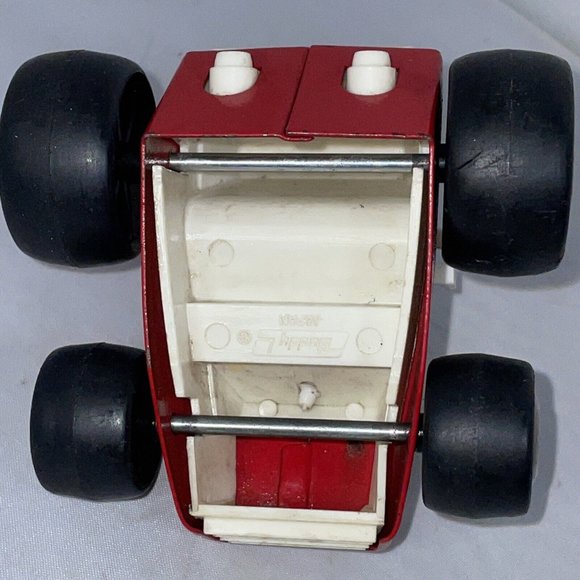 Vintage Buddy L Red And White Fire Buggy Toy Push Along Metal Car - Picture 7 of 11